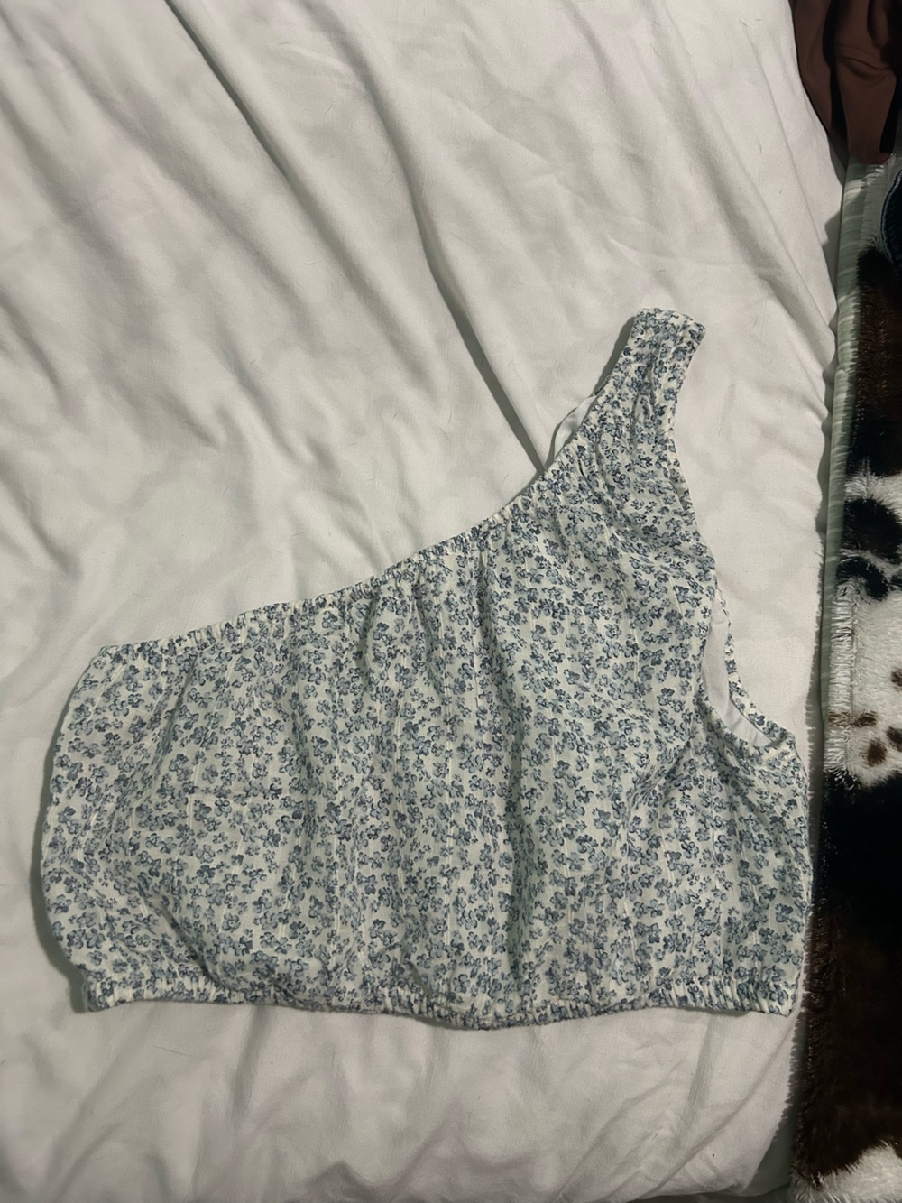 American Eagle Outfitters One-Shoulder Blue Floral Camisole